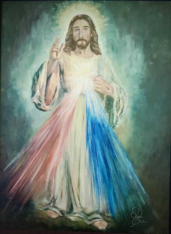 The Divine Mercy image, as painted by Lydia Paterson